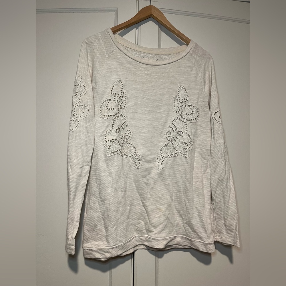Lou & Grey Lace Detail Knit Long Sleeve Tunic Top